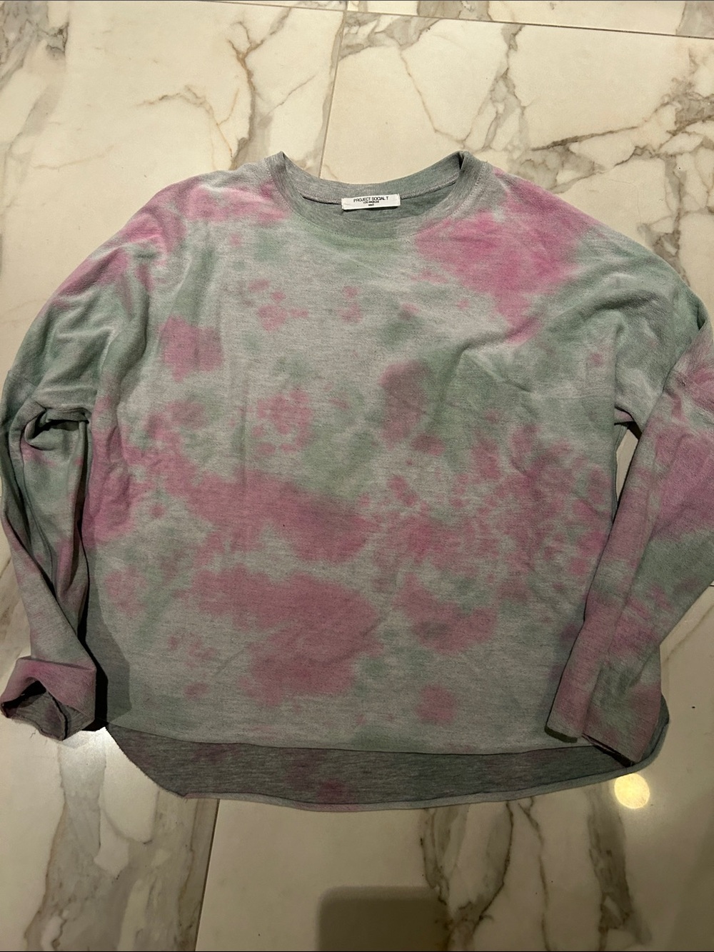 Project Social T Pink & Green Tie-Dye Crewneck Sweater